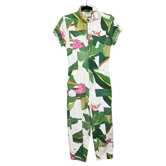 Farm Rio white Tropicalistic denim Jumpsuit size XS - Picture 2 of 9